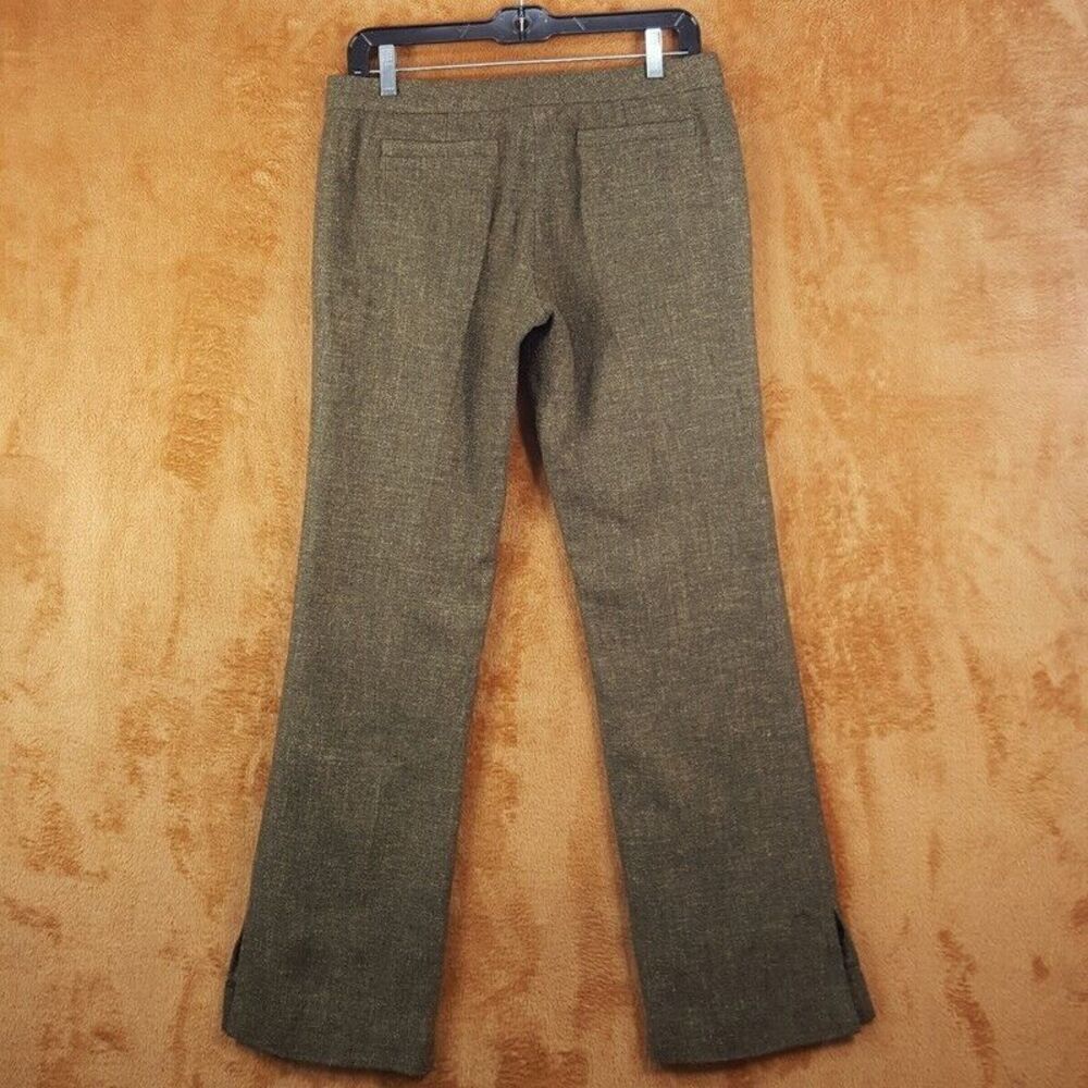 KAUFMAN FRANCO Pants Womens Size 4 Green Tweed Bootcut Slit Ankle Trouser SHELLY - Picture 3 of 9